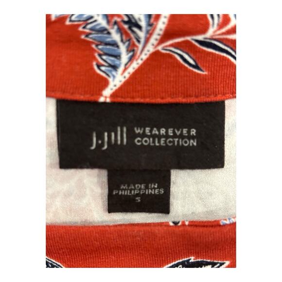 J Jill Wearever Collection Dress Women Small Red Blue White Floral Shift Pockets - Picture 3 of 13
